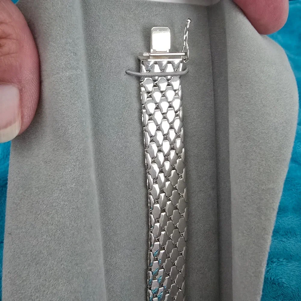 NWOT Vintage Milor Italy 925 Sterling Silver Wide Articulated Bracelet